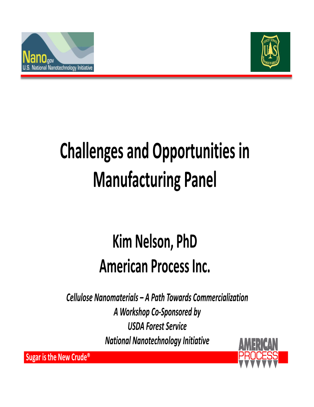 Challenges and Opportunities in Manufacturing Panel