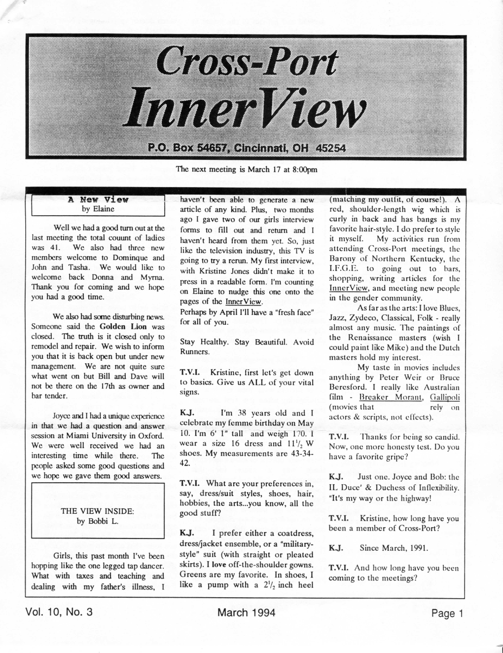 Vol. 10, No. 3 March 1994 Page 1 KJ