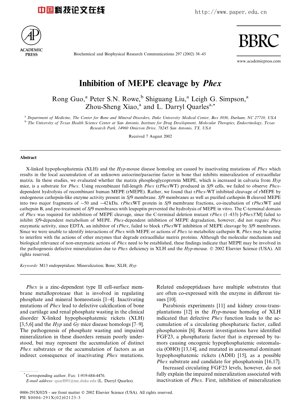 Inhibition of MEPE Cleavage by Phex