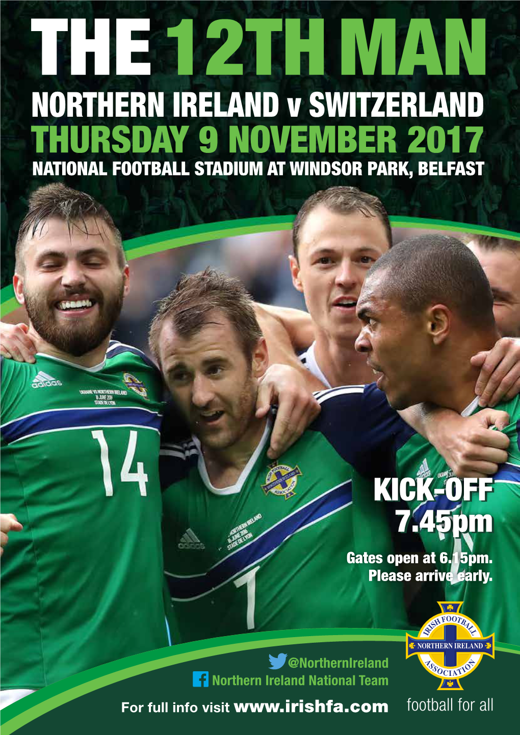 Thursday 9 November 2017 National Football Stadium at Windsor Park, Belfast