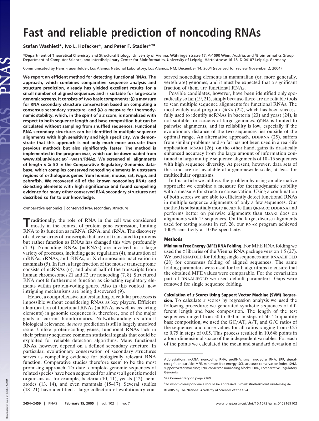 Fast and Reliable Prediction of Noncoding Rnas