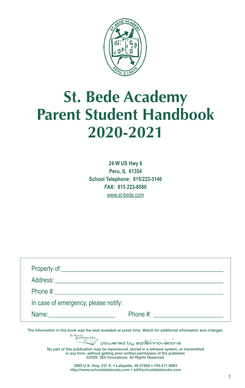 St. Bede Academy Parent Student Handbook 2020-2021