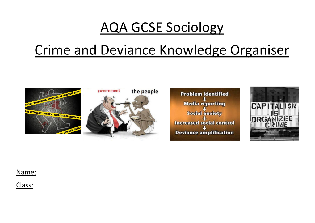 AQA GCSE Sociology Crime and Deviance Knowledge Organiser