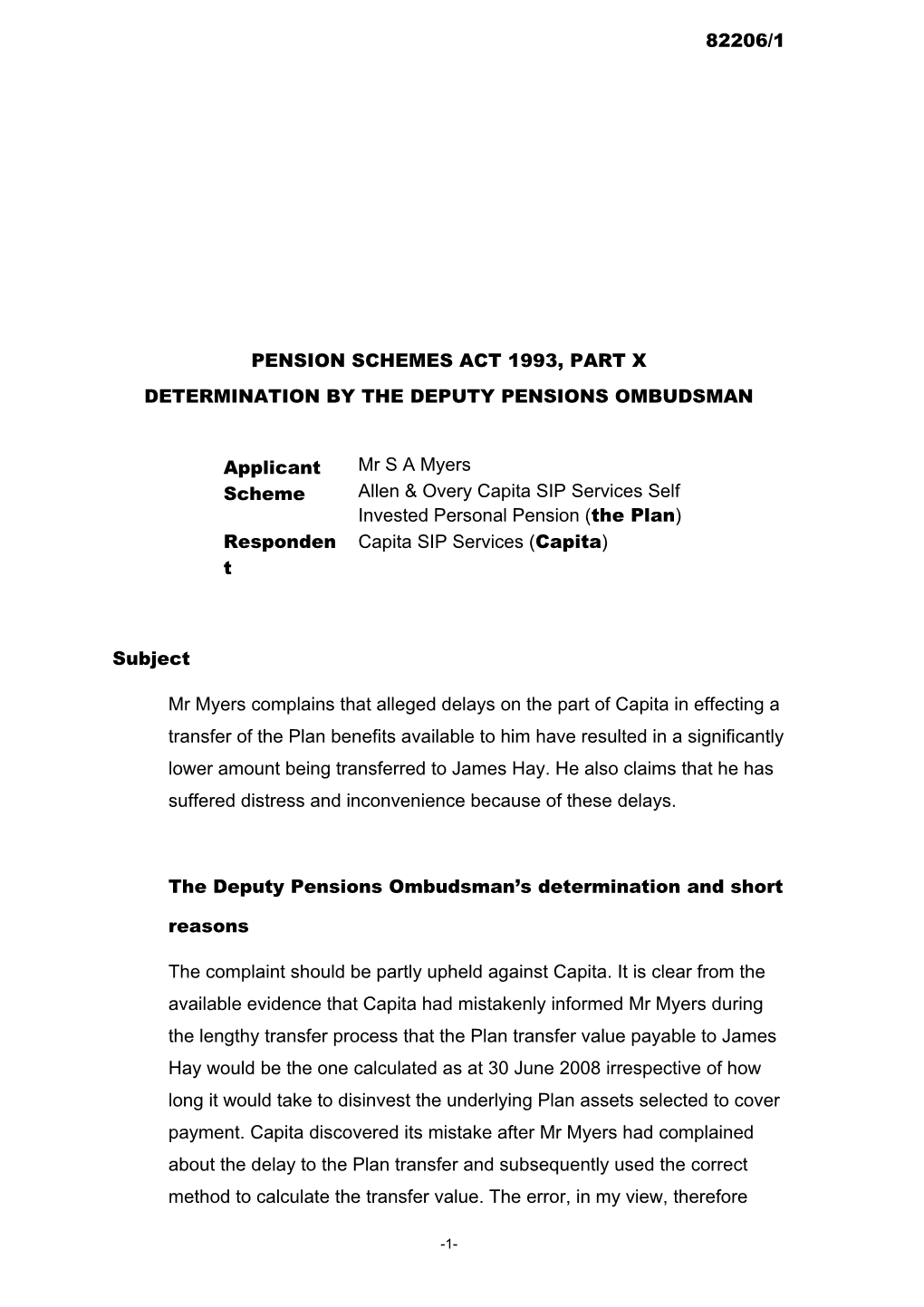 Pension Schemes Act 1993, Part X s25