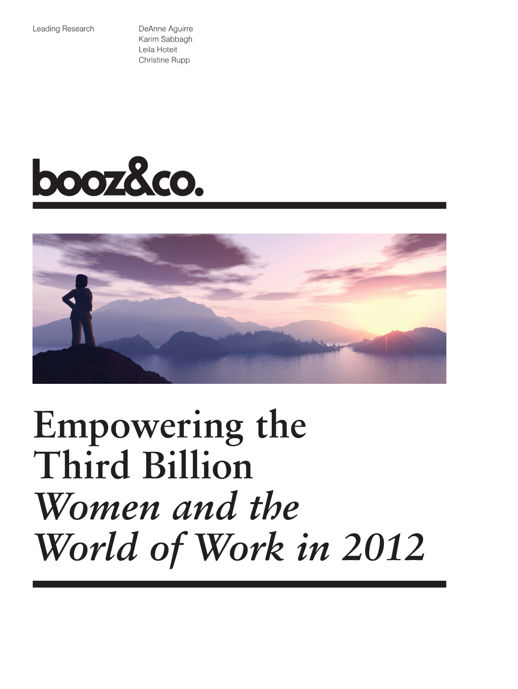 Empowering the Third Billion Women and the World of Work in 2012 Booz & Company Contacts