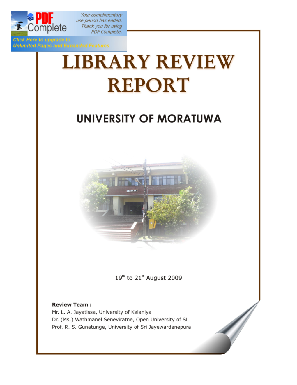 Library Review Report, University of Moratuwa I