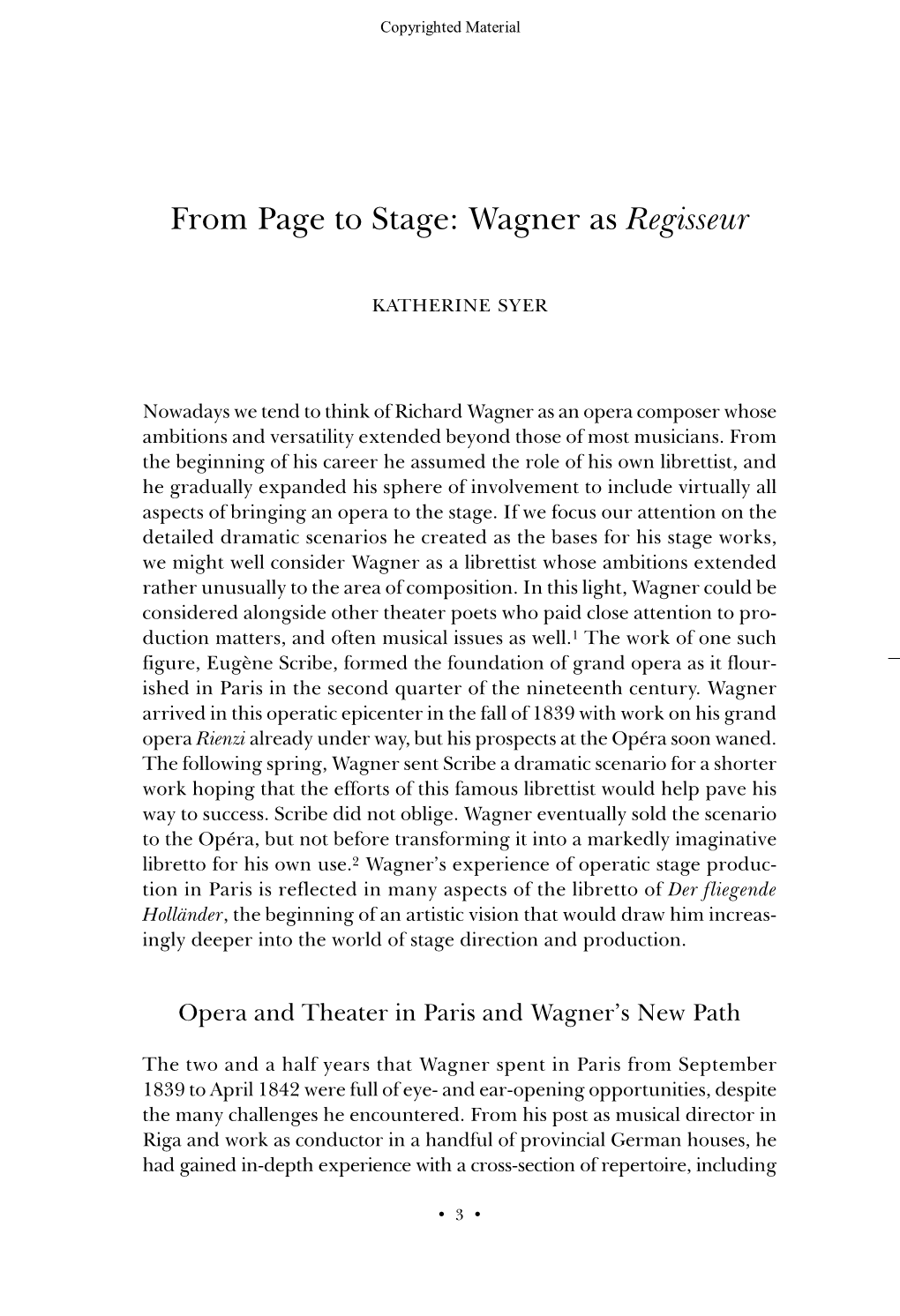 From Page to Stage: Wagner As Regisseur