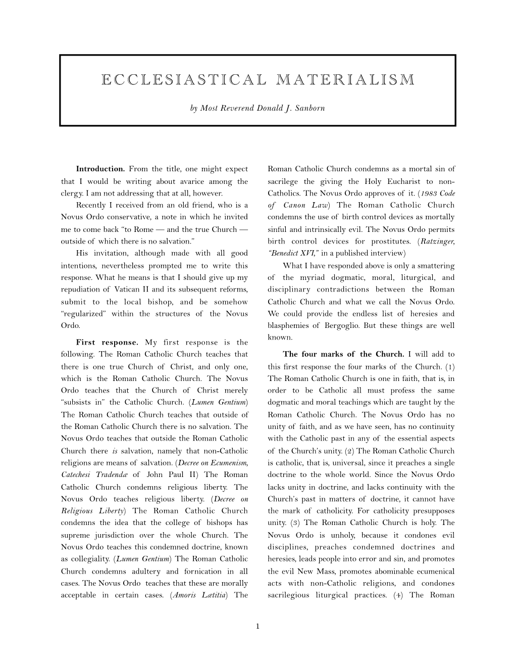 Ecclesiastical Materialism