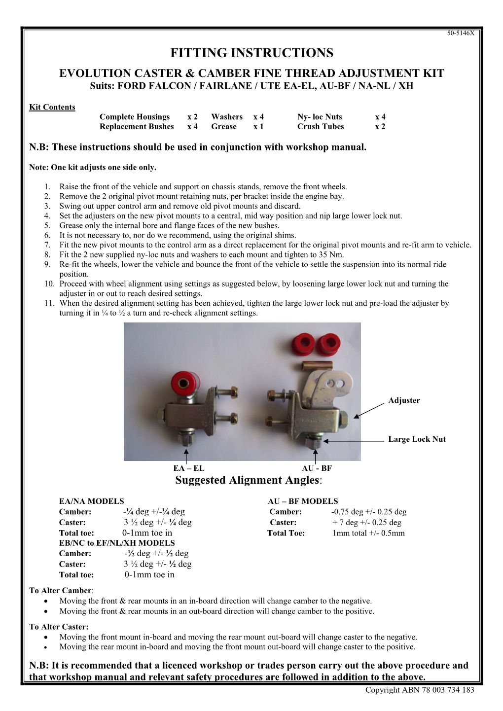 Fitting Instructions