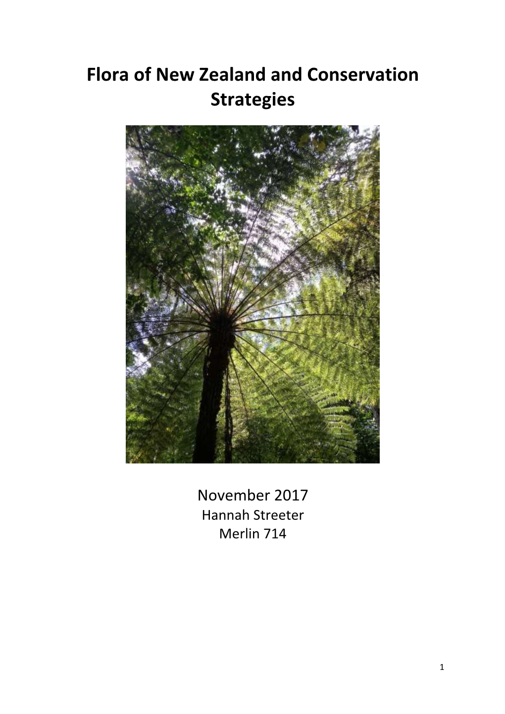 Flora of New Zealand and Conservation Strategies