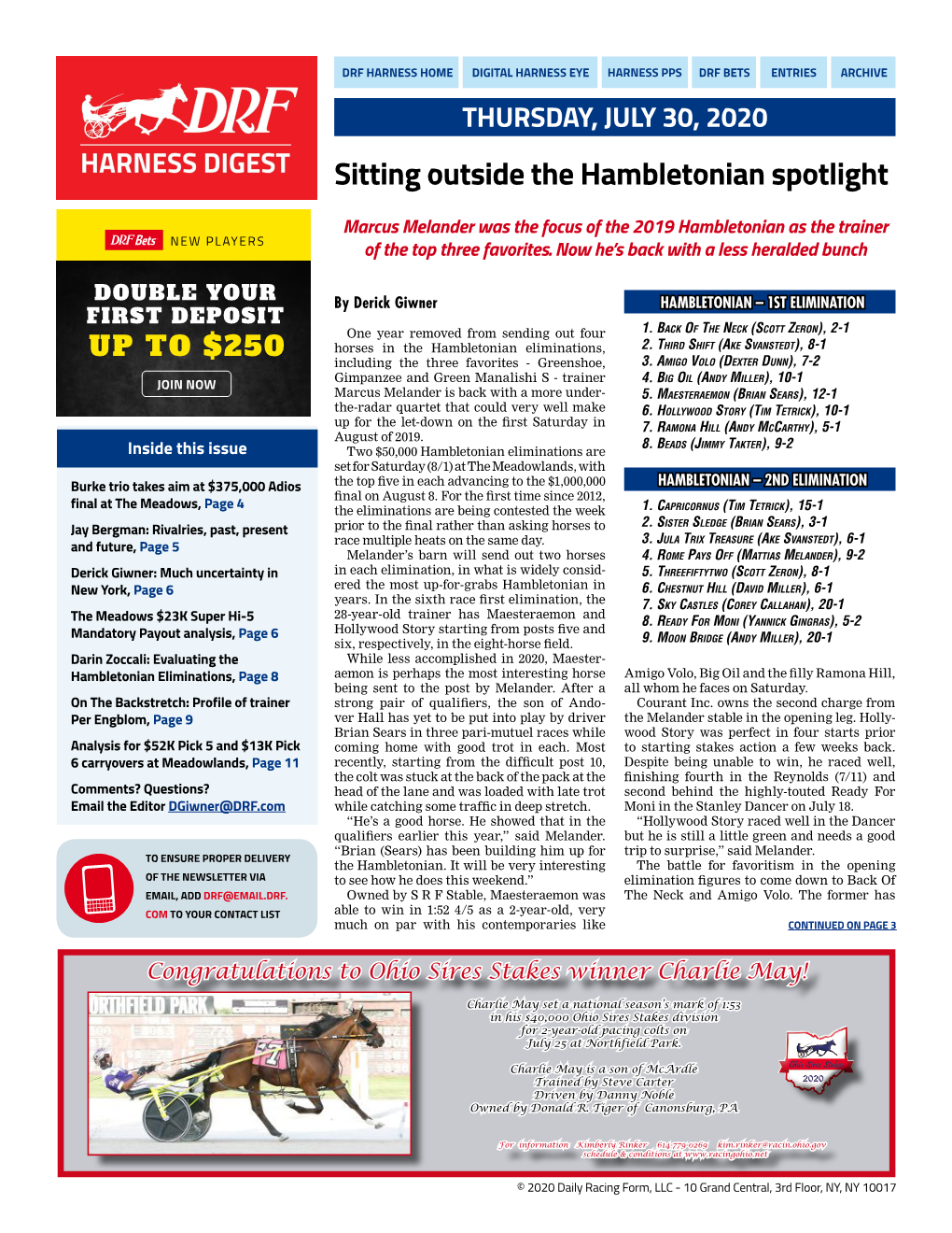 Sitting Outside the Hambletonian Spotlight