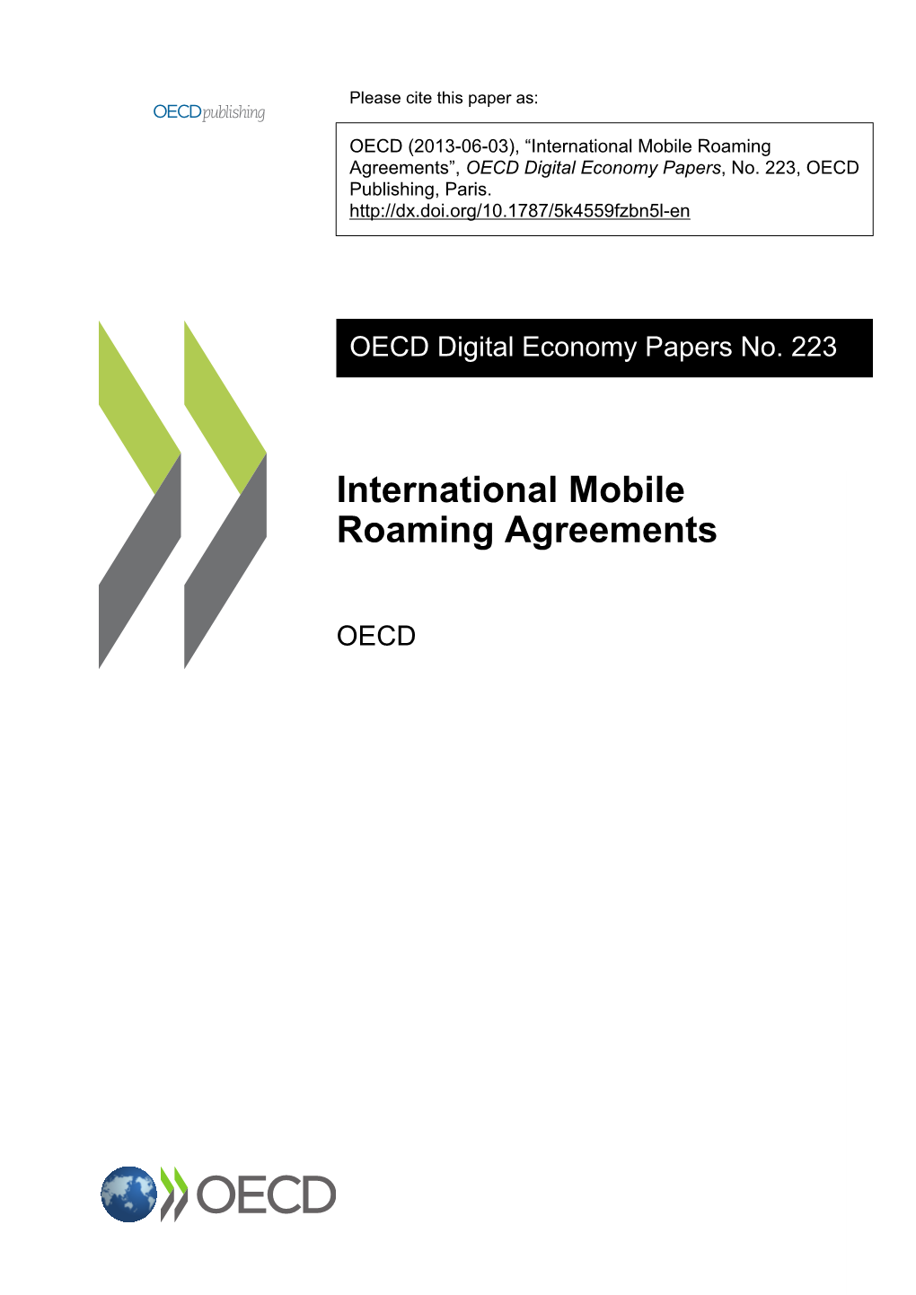 International Mobile Roaming Agreements”, OECD Digital Economy Papers, No