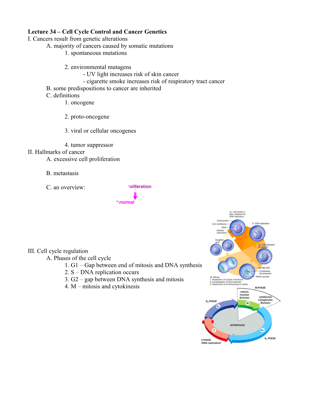 Lecture 34 Cell Cycle Control and Cancer Genetics