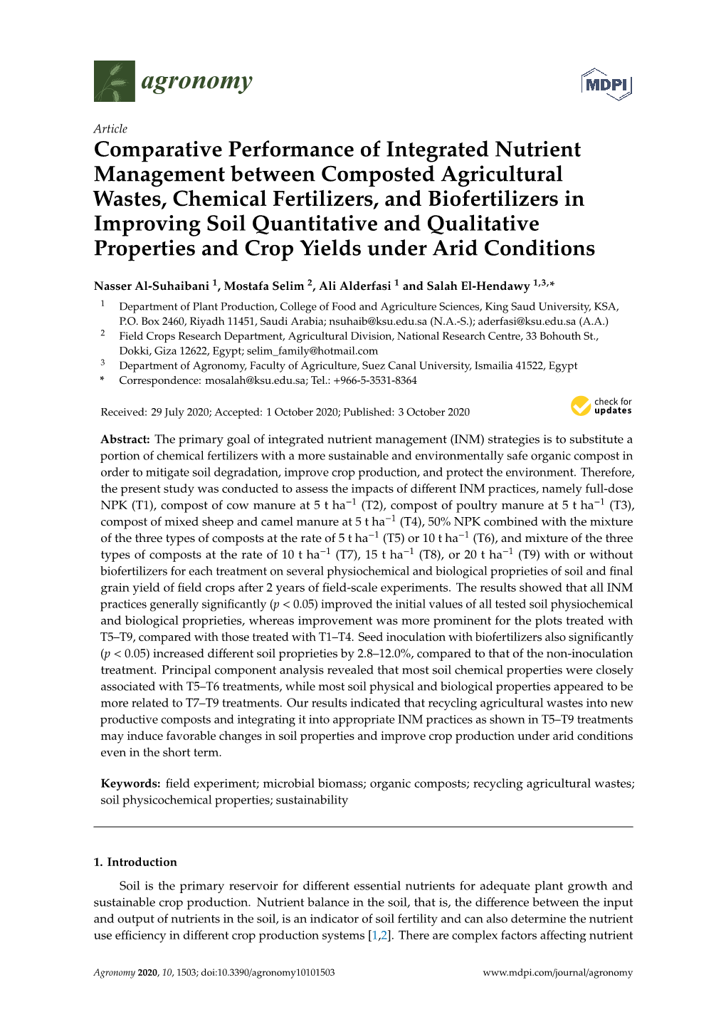 Comparative Performance of Integrated Nutrient Management