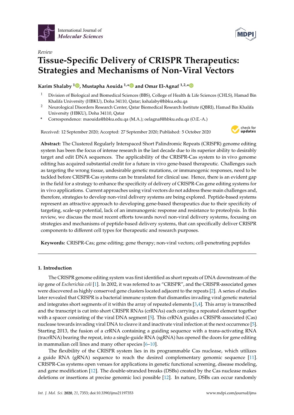 Tissue-Specific Delivery of CRISPR Therapeutics