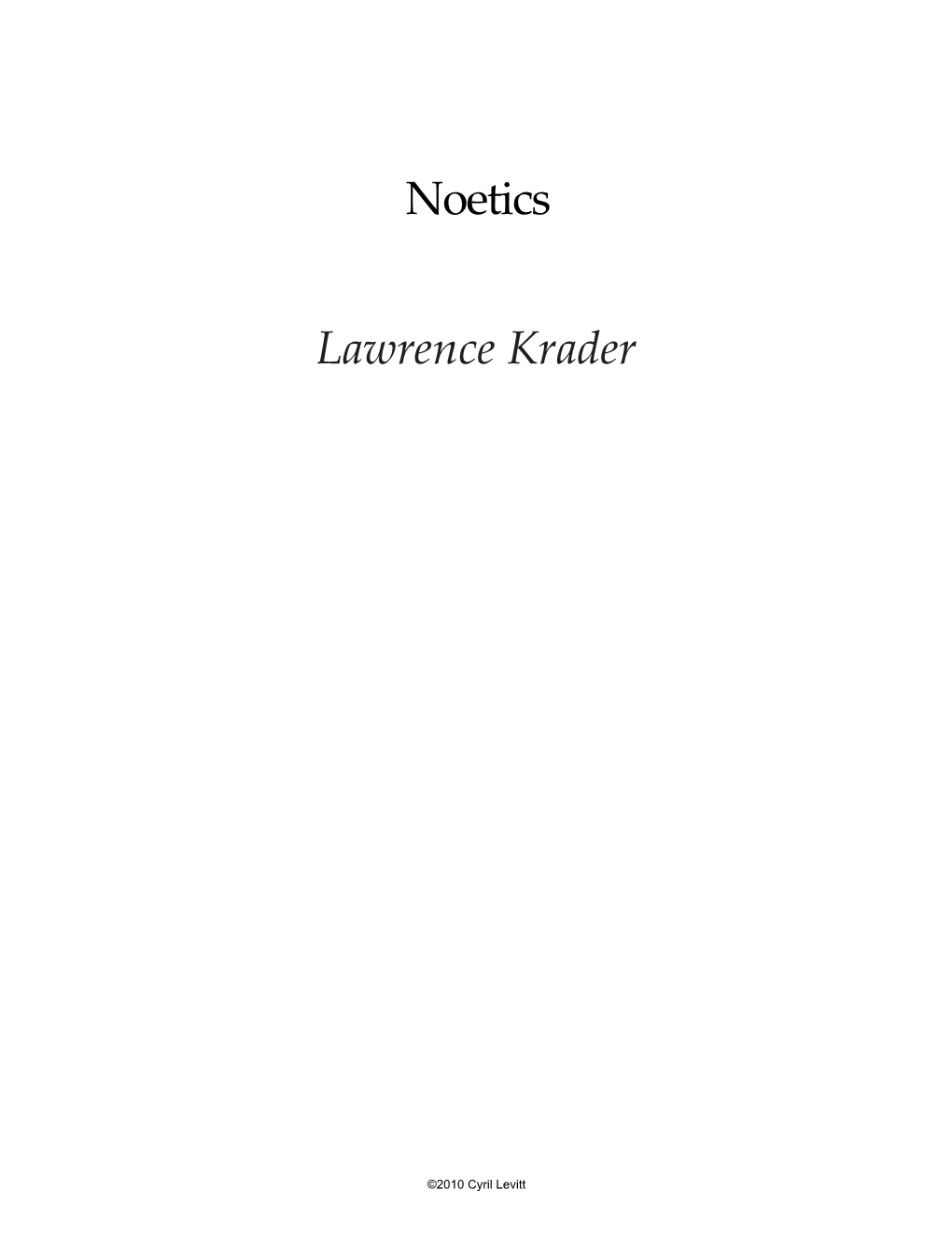 Noetics Lawrence Krader