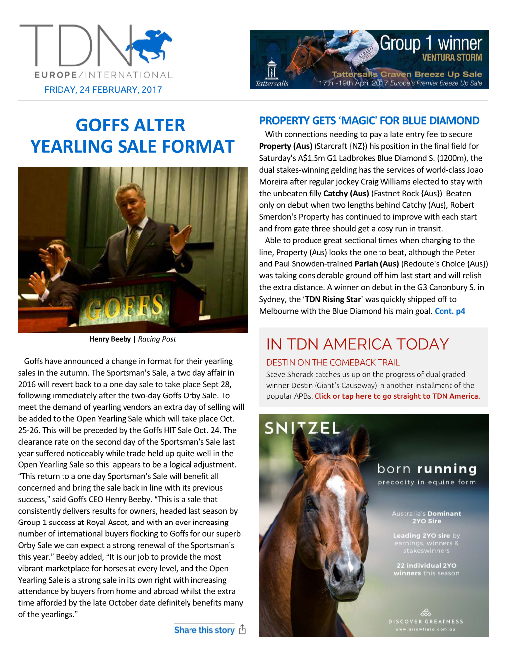 Goffs Alter Yearling Sale Format
