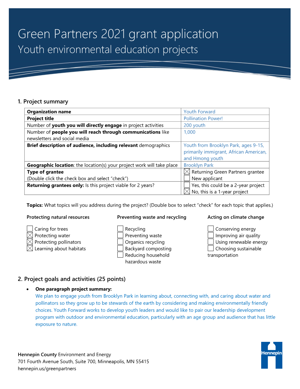 Youth Environmental Stewardship Application