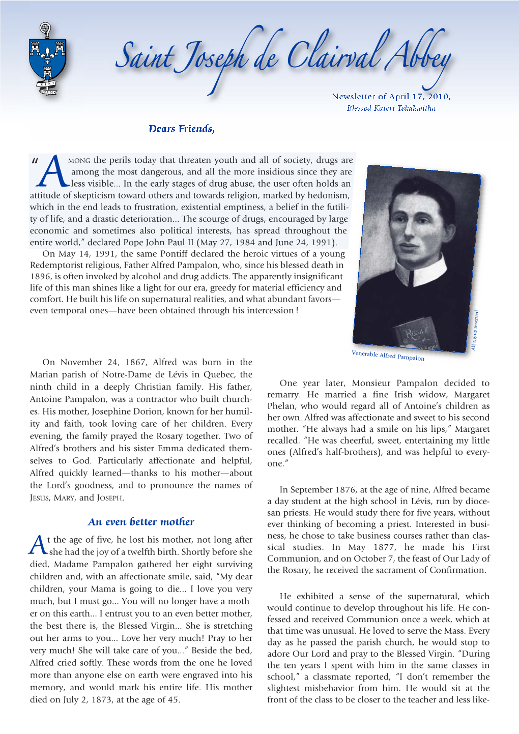 Saint Joseph De Clairval Abbey Newsletter (Free of Charge), Contact the Abbey