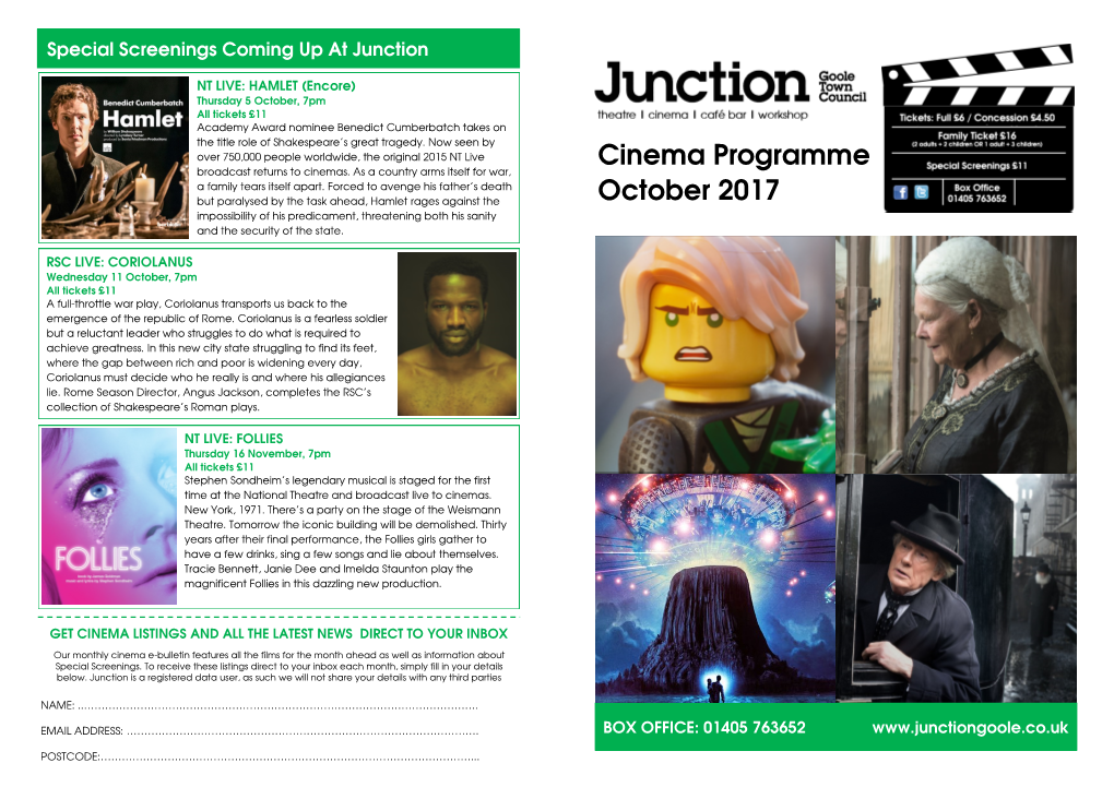 Cinema Programme October 2017