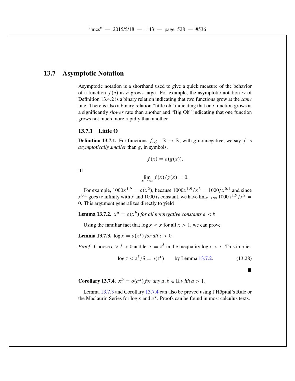 13.7 Asymptotic Notation