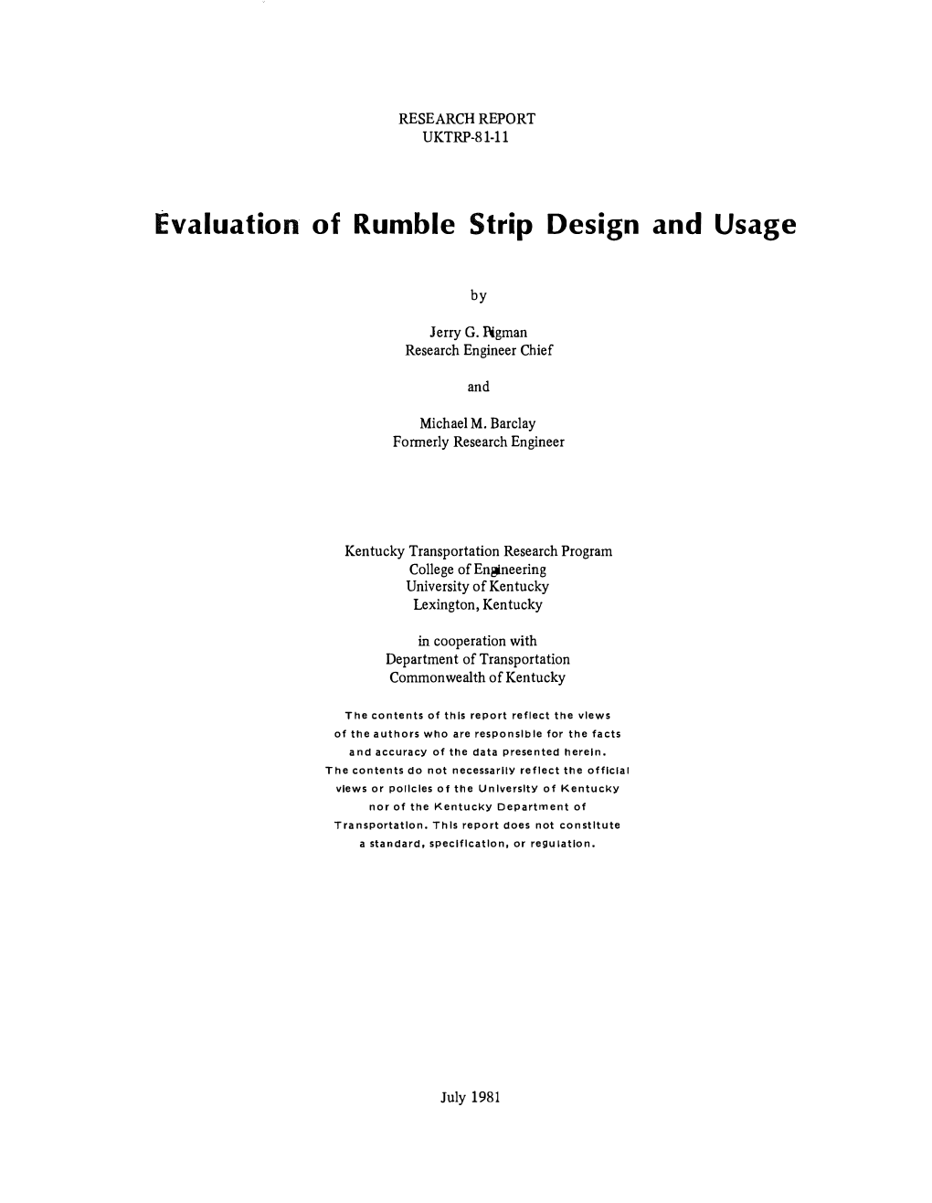 Evaluation of Rumble Strip Design and Usage