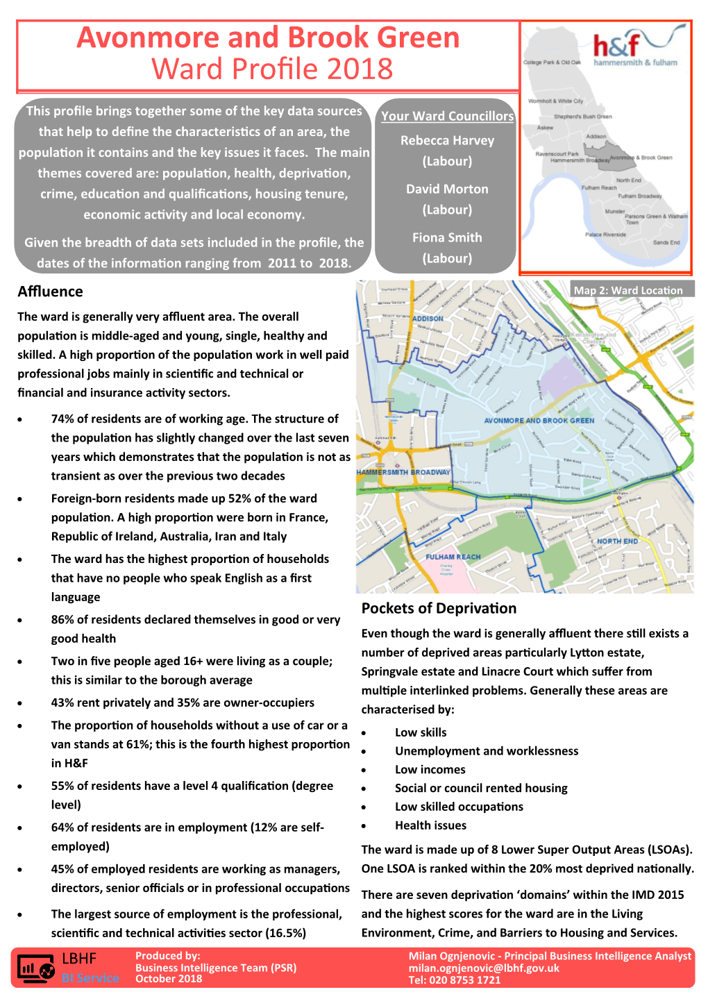 Avonmore and Brook Green Ward Profile 2018