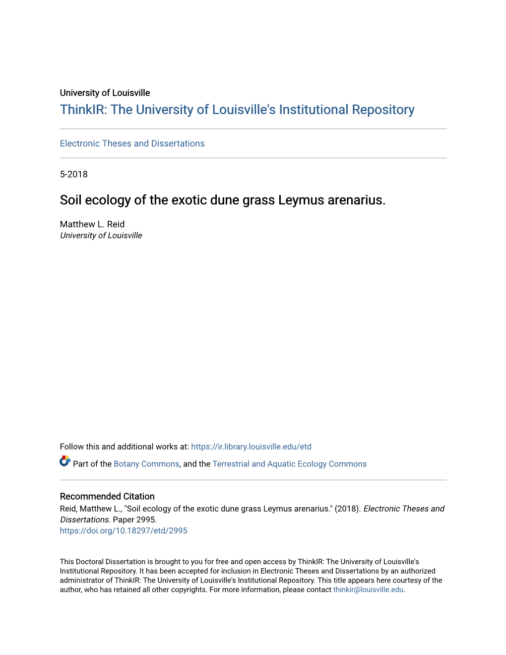 Soil Ecology of the Exotic Dune Grass Leymus Arenarius