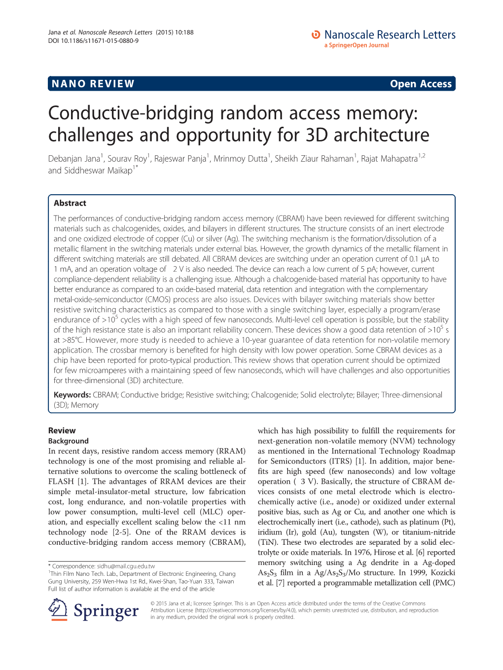 Conductive-Bridging Random Access Memory