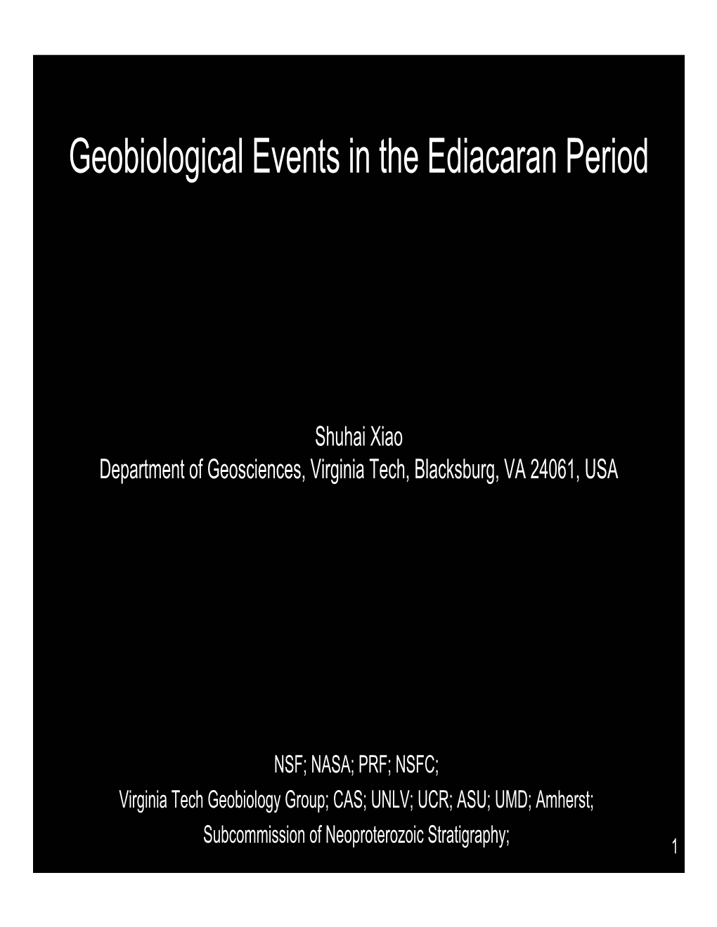 Geobiological Events in the Ediacaran Period