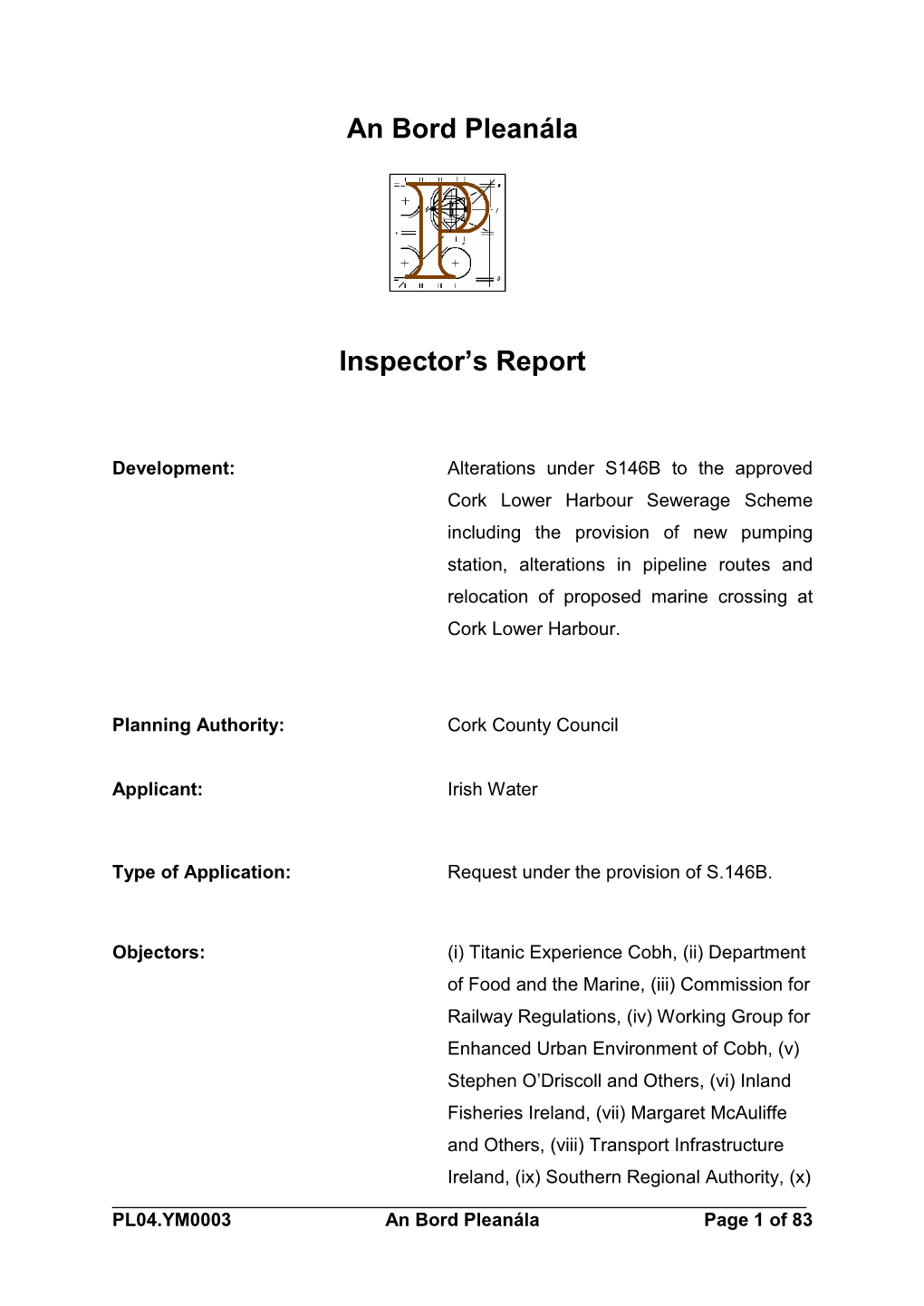 An Bord Pleanála Inspector's Report