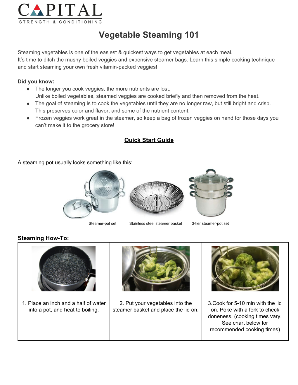 Vegetable Steaming 101