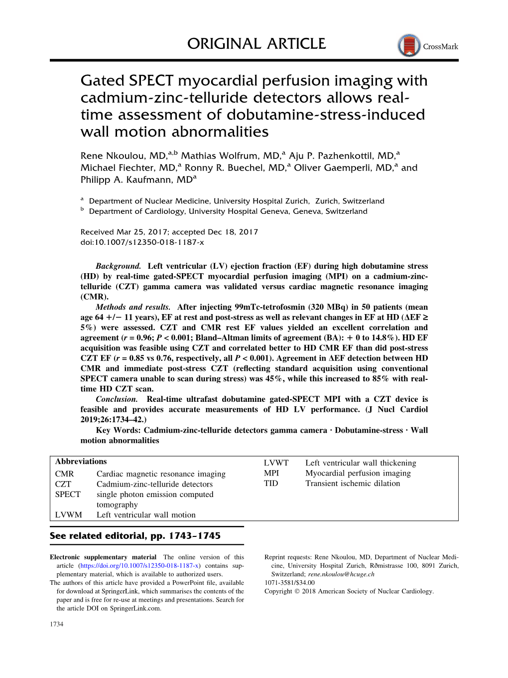 Gated SPECT Myocardial Perfusion Imaging with Cadmium-Zinc-Telluride Detectors Allows Real-Time Assessment of Dobutamine-Stress