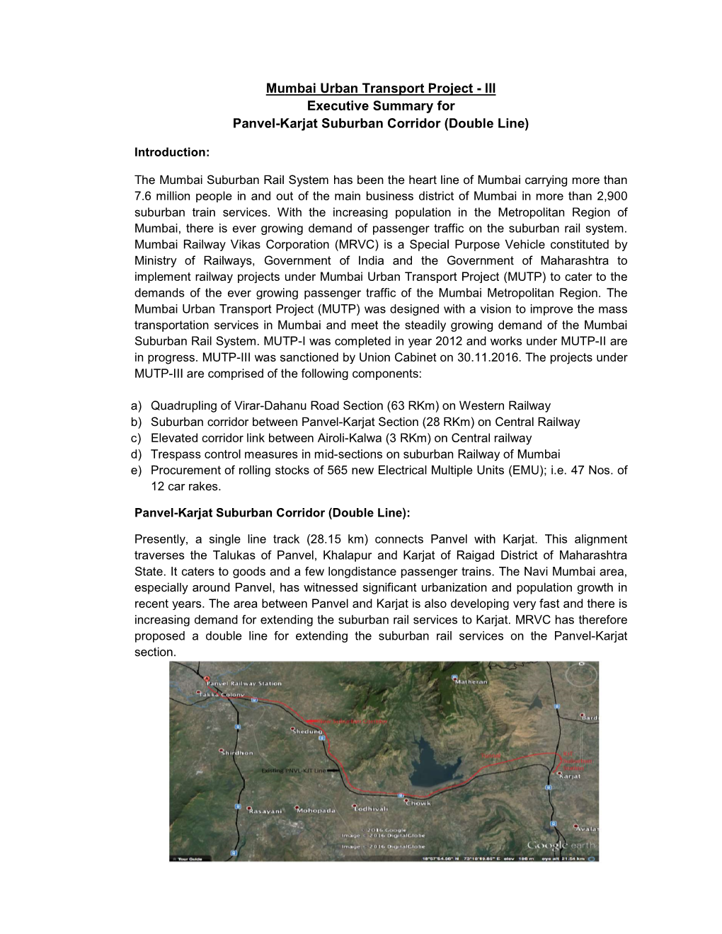 III Executive Summary for Karjat Suburban Corridor (Double Line)