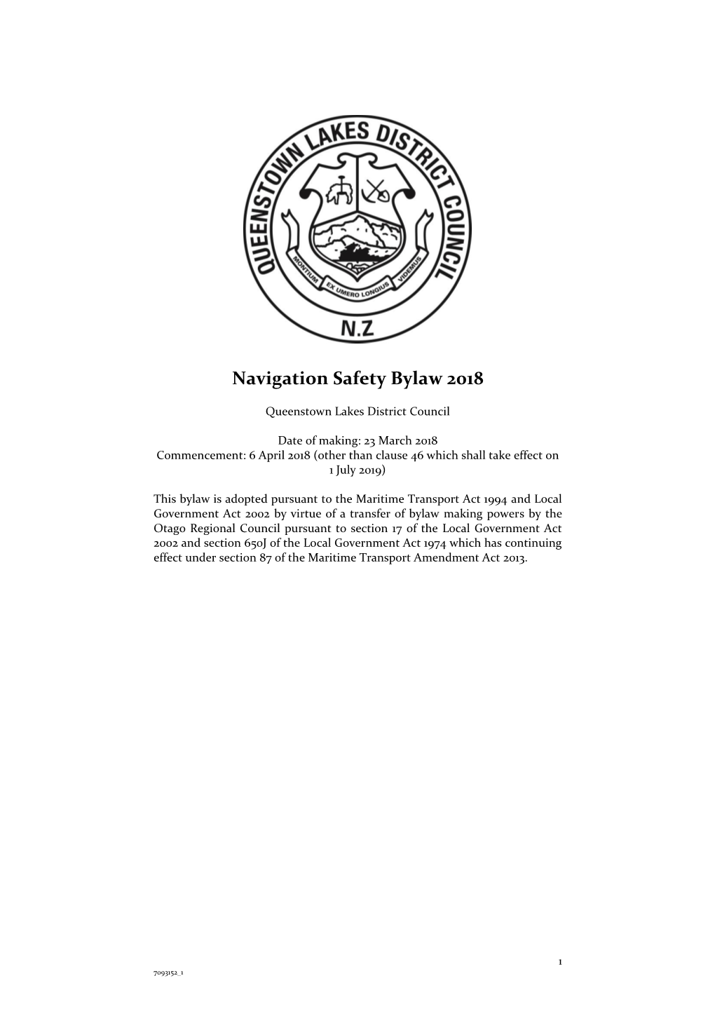 Navigation Safety Bylaw 2018