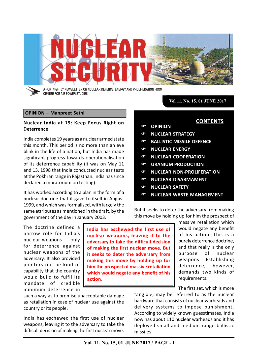 Nuclear Security: a Fortnightly Newsletter from Caps