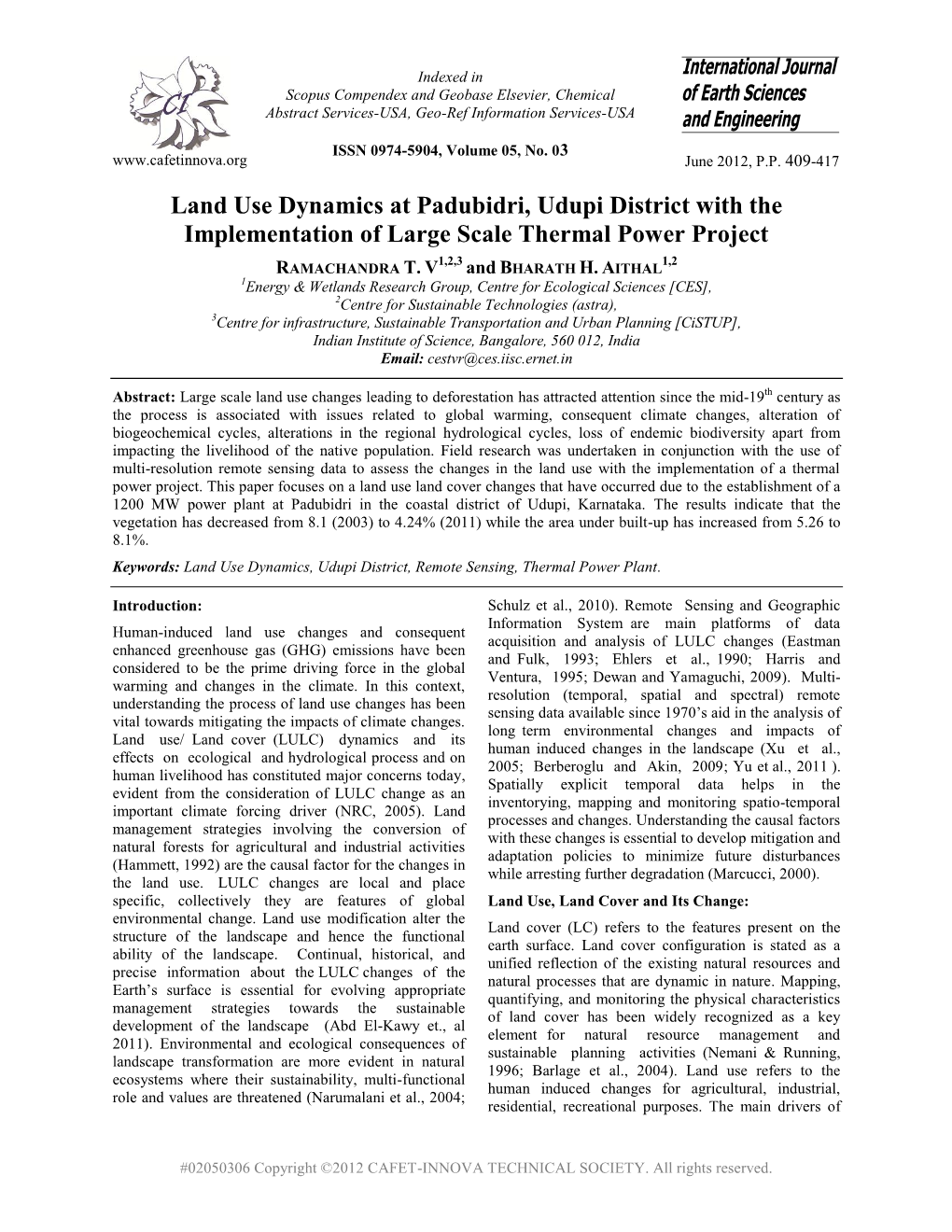 Land Use Dynamics at Padubidri, Udupi District with the Implementation of Large Scale Thermal Power Project