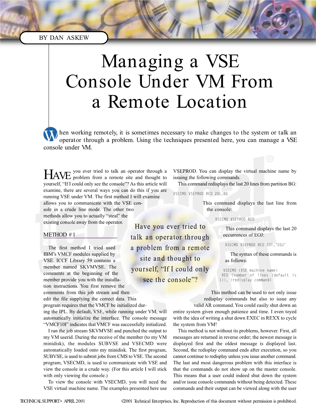 Managing a VSE Console Under VM from a Remote Location