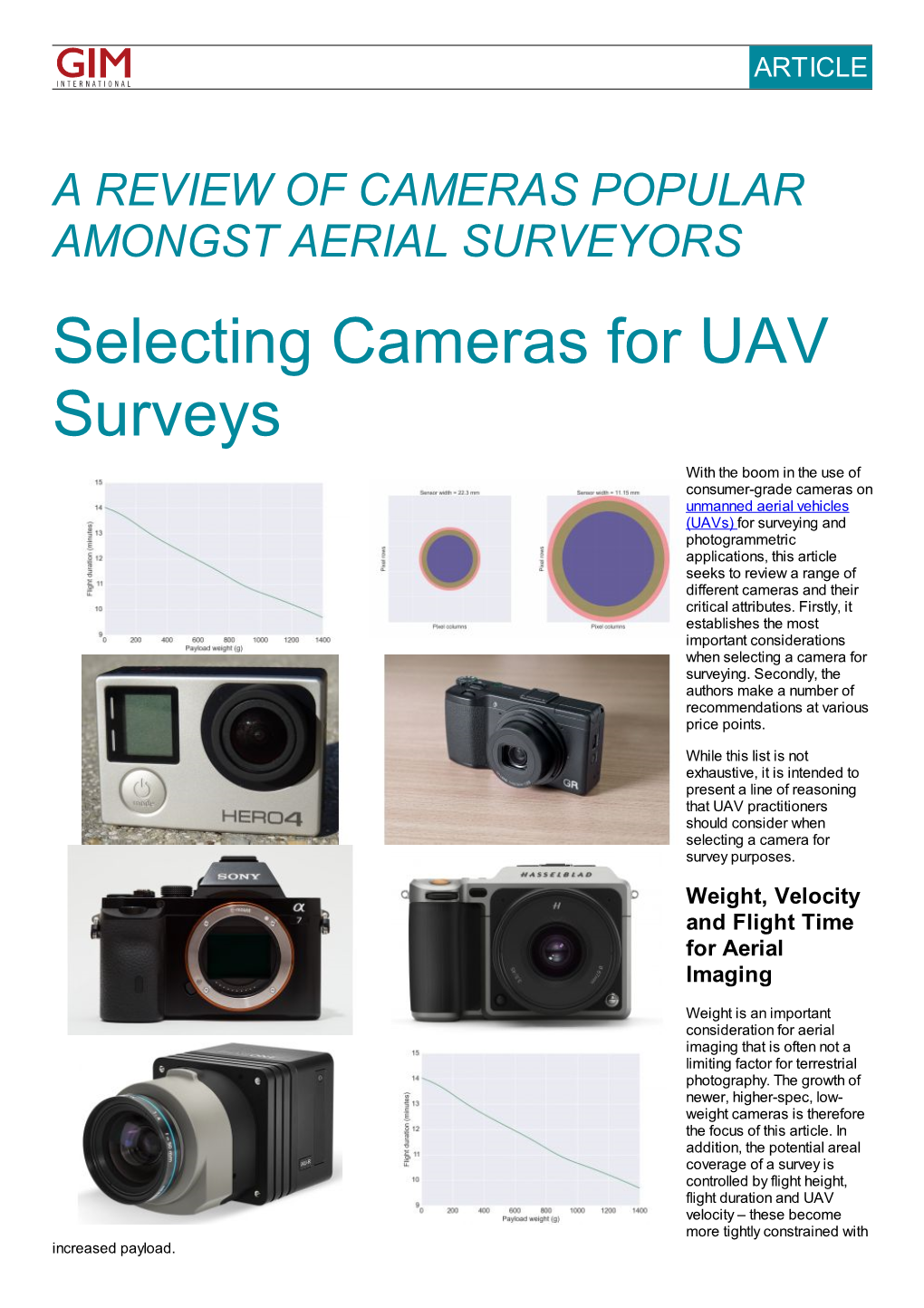 Selecting Cameras for UAV Surveys