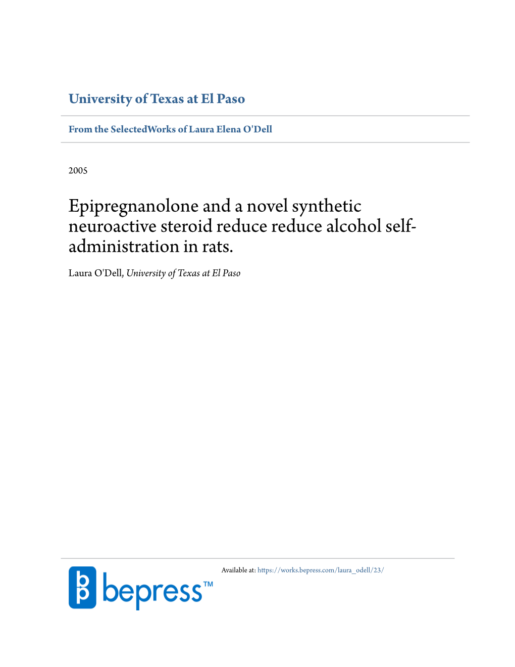 Epipregnanolone and a Novel Synthetic Neuroactive Steroid Reduce Reduce Alcohol Self- Administration in Rats