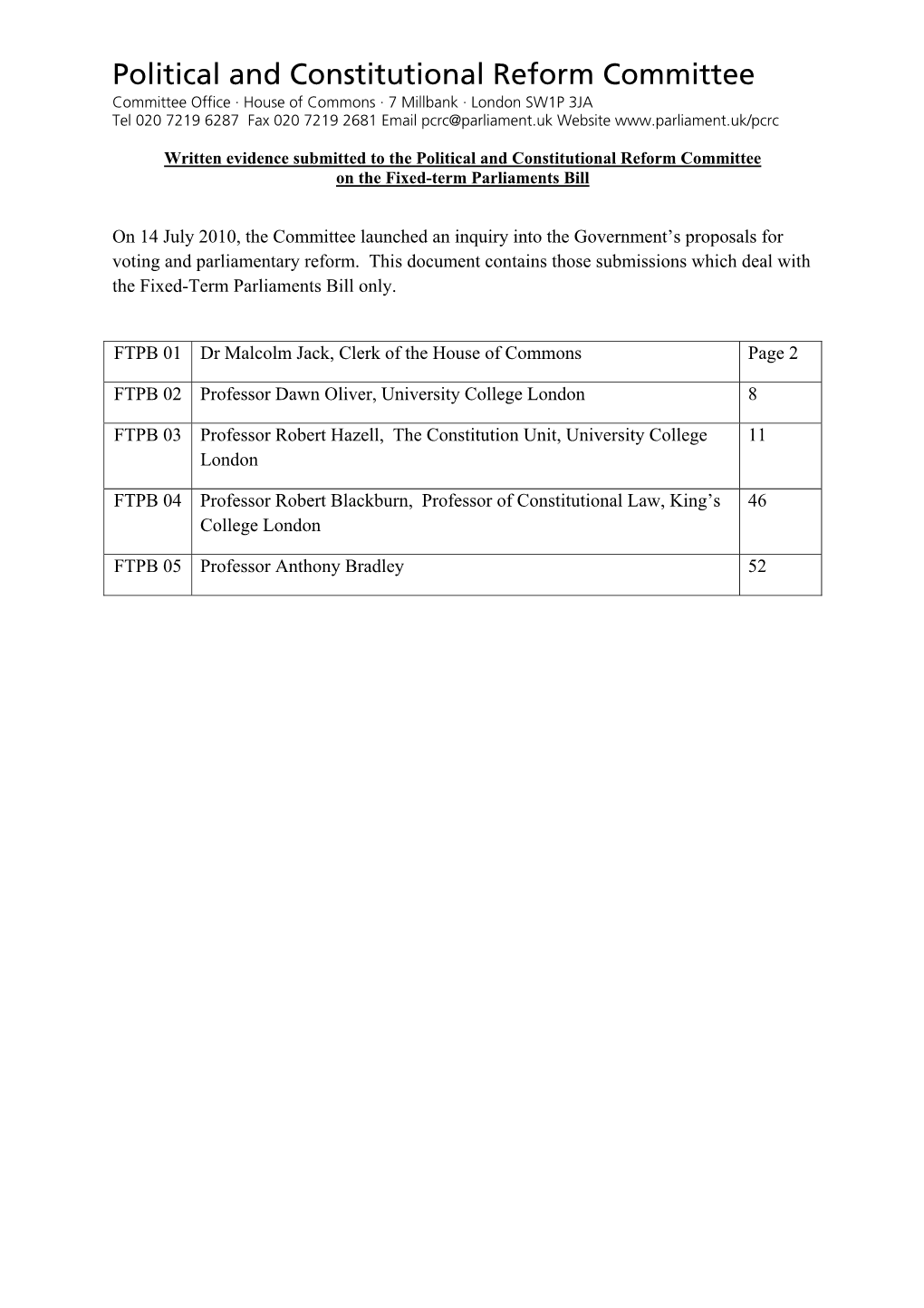 Political and Constitutional Reform Committee