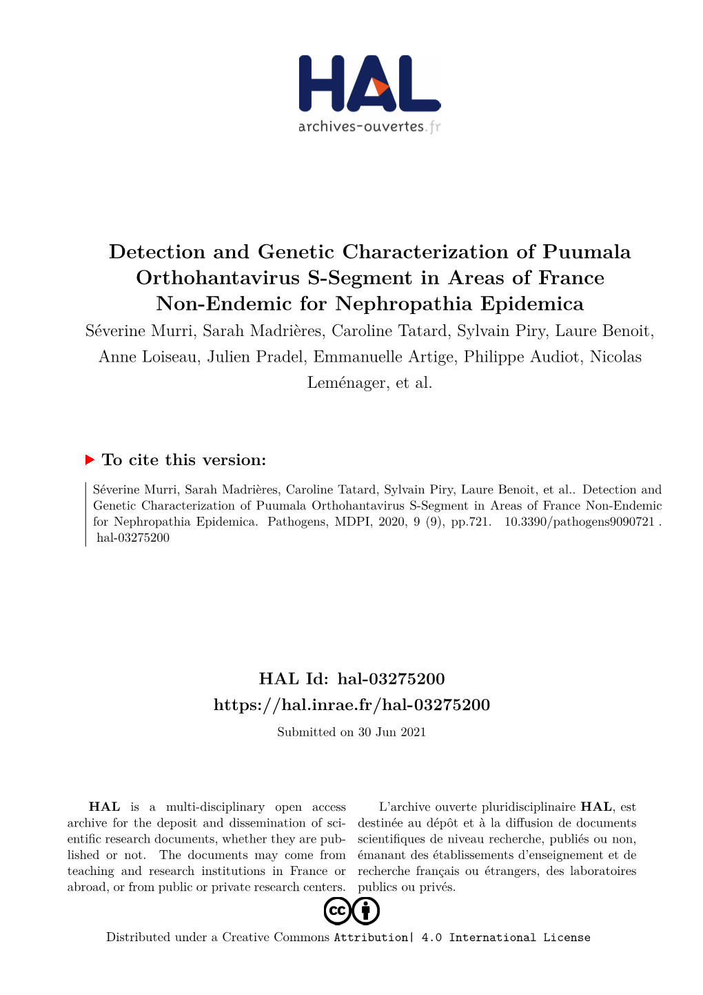 Detection and Genetic Characterization of Puumala