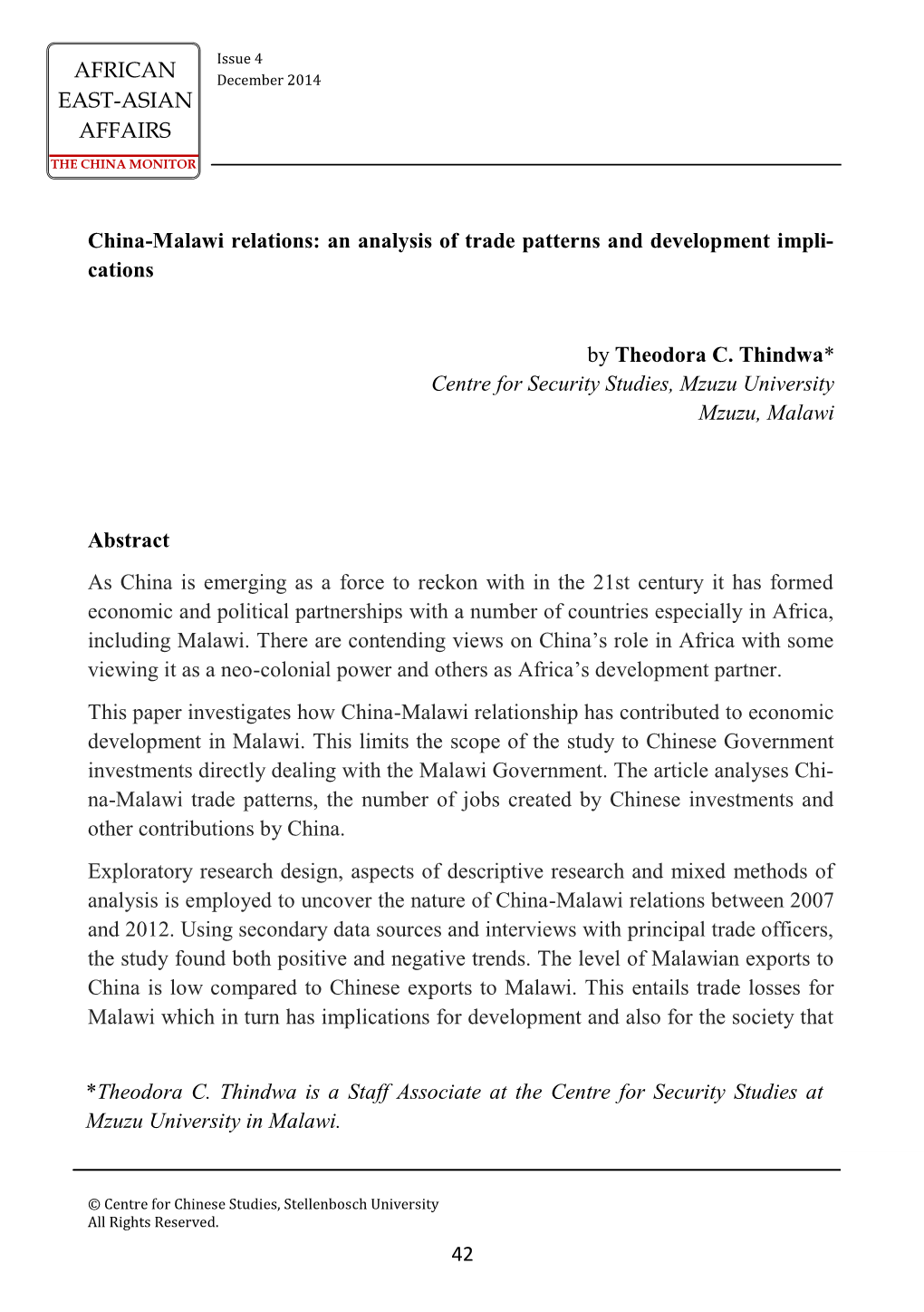 42 China-Malawi Relations