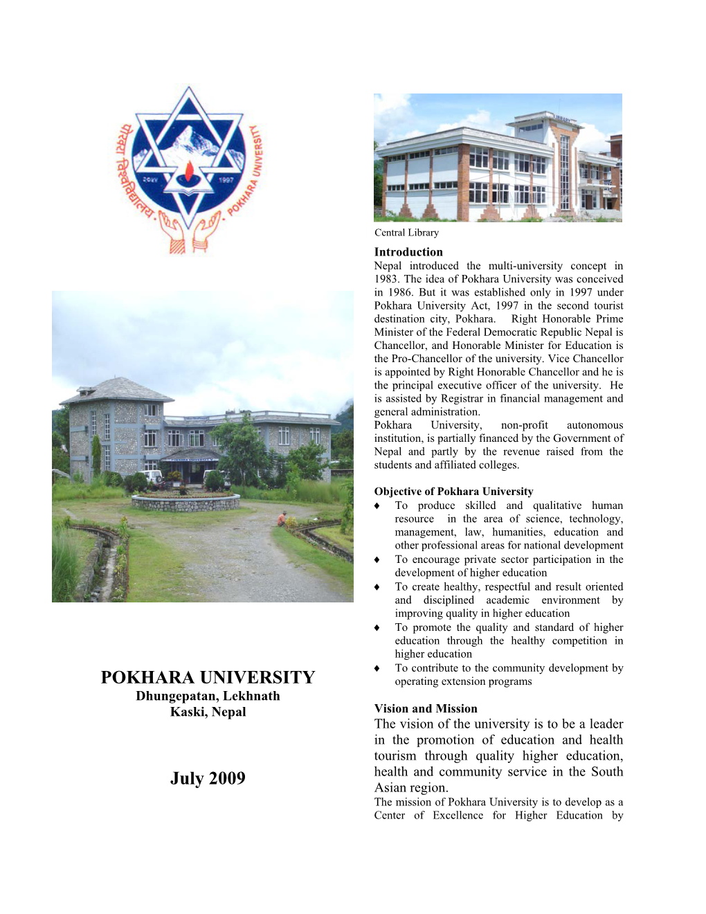 Structure of Leaflet of Pokhara University