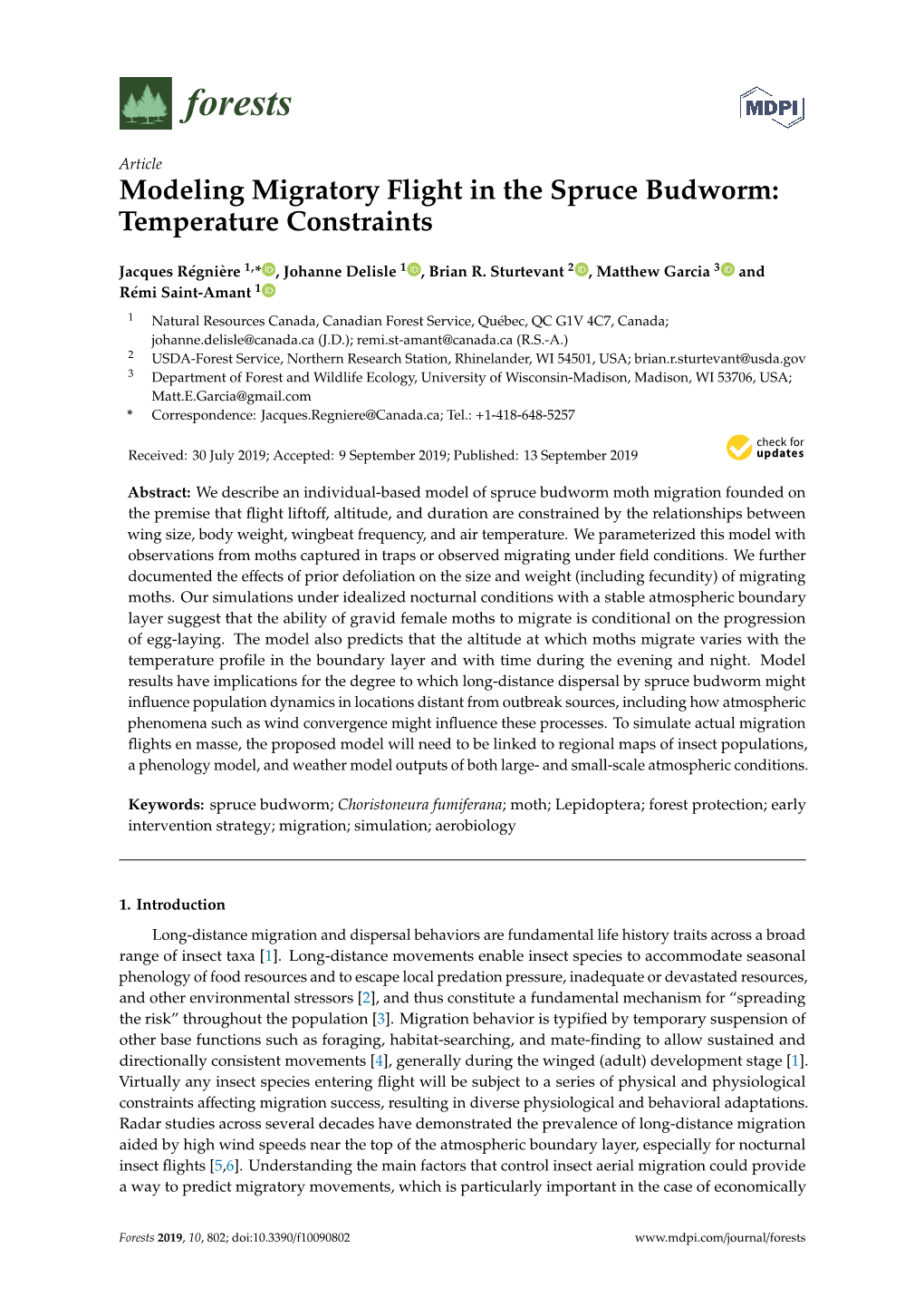 Modeling Migratory Flight in the Spruce Budworm: Temperature Constraints