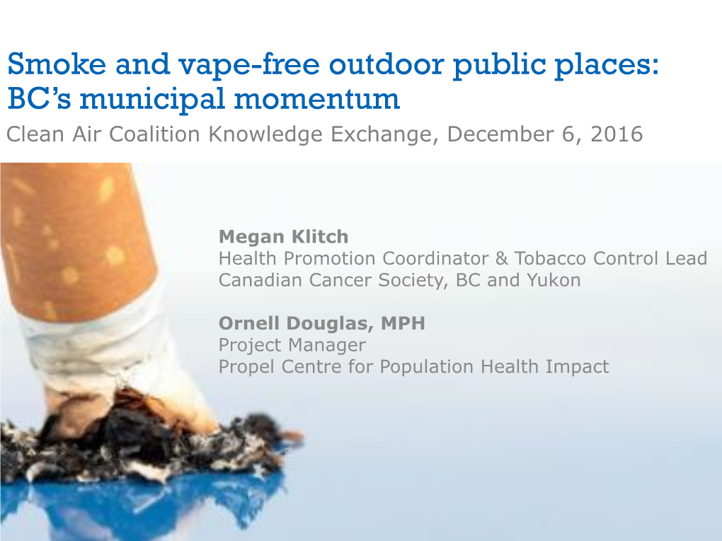 Smoke and Vape-Free Outdoor Public Places: BC's Municipal Momentum