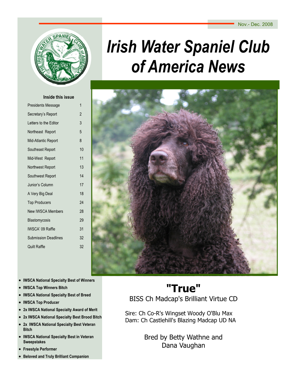 Irish Water Spaniel Club of America News