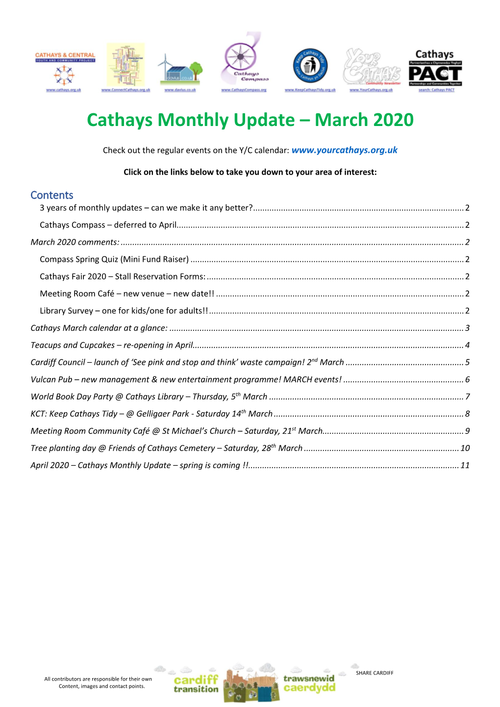 Cathays Monthly Update – March 2020