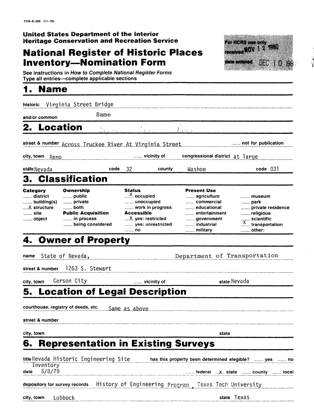 National Register of Historic Places Inventory Nomination Form 1