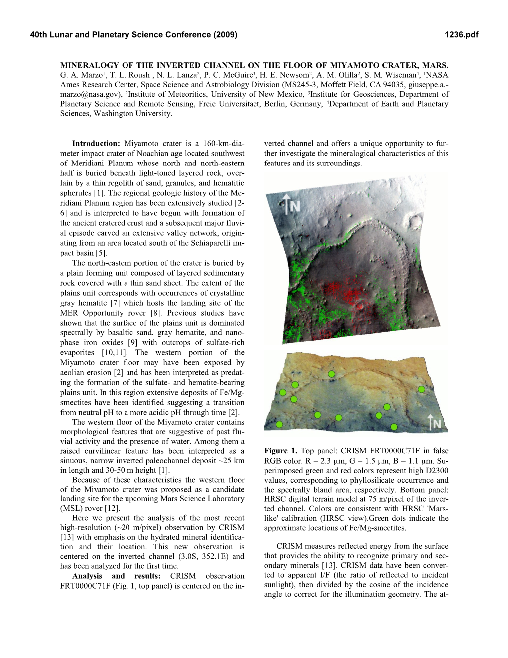 Mineralogy of the Inverted Channel on the Floor of Miyamoto Crater, Mars